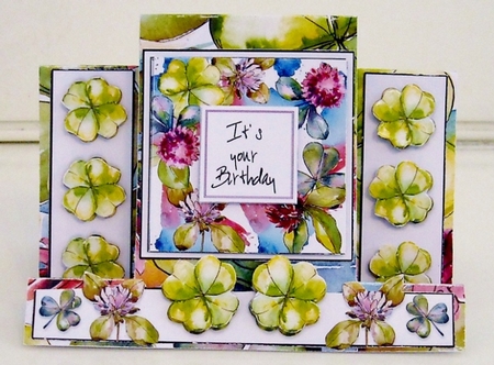 Good Luck Clover Centre Step Up Card by Pam Stubley