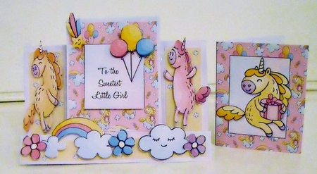 Unicorn Party - Centre Step Up Card by Pam Stubley