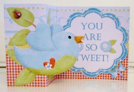 You Are So Tweet! No Holes Fold Back Card Blue Bird by Pam Stubley