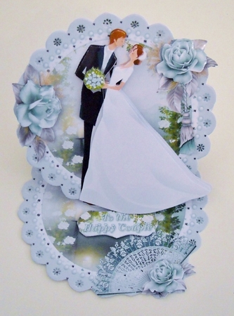 Wedding in Mint and Grey Scalloped Round Easel Card Mini Kit by Pam Stubley