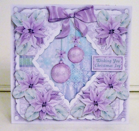 DIAMONDS & LACE 7x7 3D CARD FRONT - Lavender Baubles by Pam Stubley