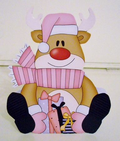 3D Shaped Christmas Card Kit - Rudolph has Xmas Presents by Pam Stubley