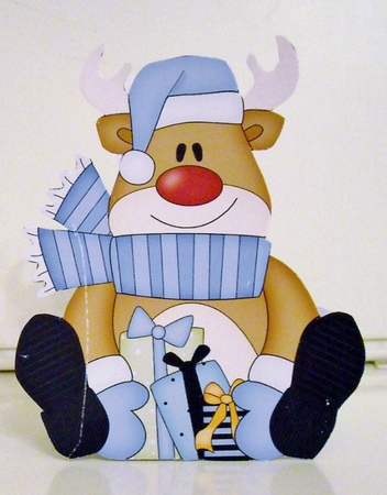 3D Shaped Christmas Card Kit - Rudolph has Xmas Presents by Pam Stubley