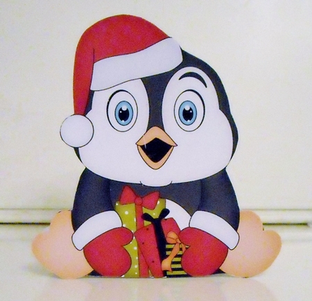 3D Shaped Christmas Card Kit - Pip Penguin has Xmas Presents by Pam Stubley