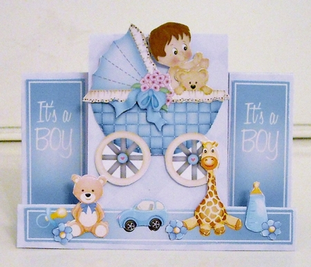 Baby Boy Bounty Centre Step Card by Pam Stubley