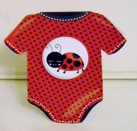 Ladybird Baby Vest Shaped Tent Fold Pyramage Card Kit by Pam Stubley