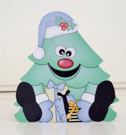3D Shaped Christmas Card Kit - Cute Christmas Tree has Presents by Pam Stubley