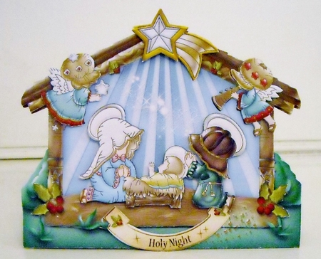 Holy Night Nativity Scene Tent Card -1 by Pam Stubley
