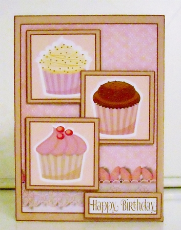 Sweet Cupcake Birthday 3 Squares by Pam Stubley