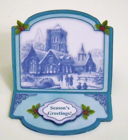 Victorian Christmas Going To Church Easel Card Kit With Matching Envelope & Greetings Tags by Pam Stubley