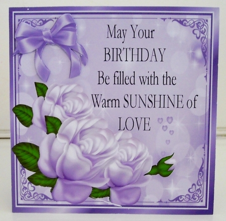 Pretty corner purple/lilac roses for you with bow 8x8 by Pam Stubley