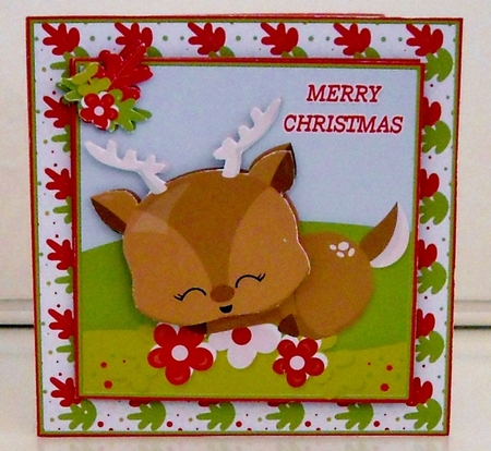 Wobblehead Sleeping Reindeer Card Front by Pam Stubley