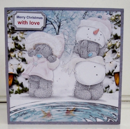 Christmas tatty teddies by the fish pond by Pam Stubley