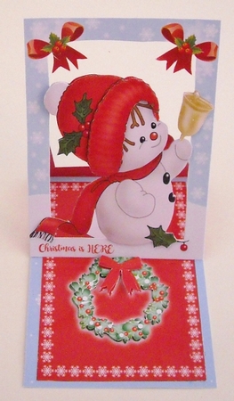 Forever Framed Easel Card - Christmas is Here Snowman by Pam Stubley