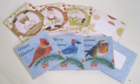 Mini Cards Kit Winter Birds & Jolly Santas by Pam Stubley
