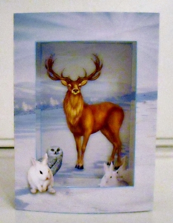 Christmas Stag 3D Pop Out Concertina Scenic Box Card Kit & Matching Envelope by Pam Stubley