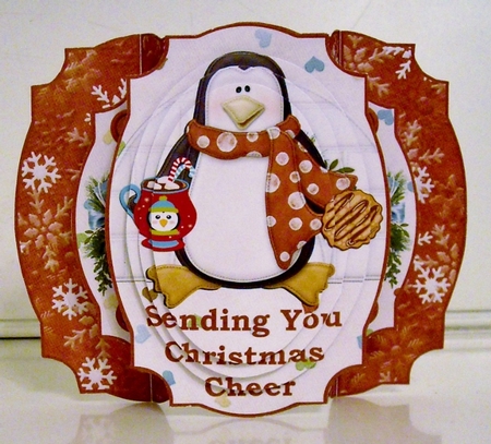Christmas Cheer Penguin Double Pop Out Card and Envelope by Pam Stubley