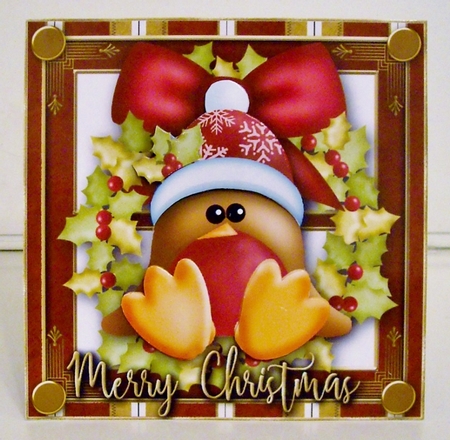 Red Robin Christmas Card Topper by Pam Stubley