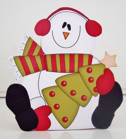 3D Christmas Treat Box Gift Set Mini Kit - Snowman Rio has an Xmas Tree by Pam Stubley