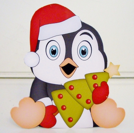 3D Shaped Christmas Card Kit - Pip Penguin has an Xmas Tree by Pam Stubley