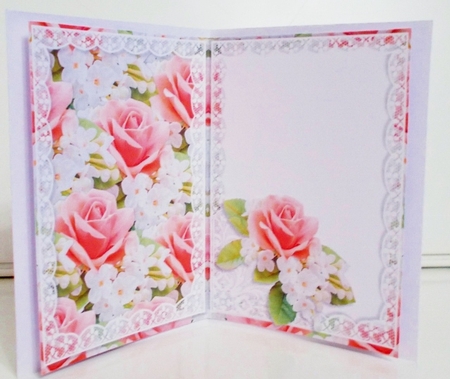 Beautiful Roses & Lace A5 Card INSERT by Pam Stubley