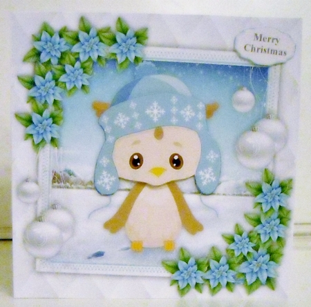 Gorgeous Owl With Blue Hat 8x8 by Pam Stubley