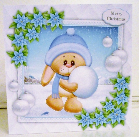 Gorgeous Bunny With Snowball 8x8 by Pam Stubley