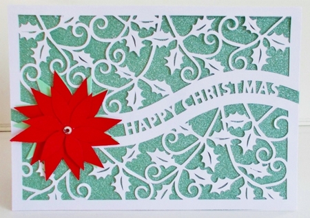 Happy Christmas Poinsettia Split Card by Pam Stubley