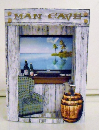 Man Cave 3D Pop Out Concertina Box Card Kit With Matching Envelope by Pam Stubley