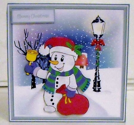 Snowman town crier by Pam Stubley