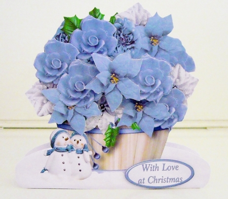 Blue Christmas Posy - Flower Barrel Card Mini Kit by Pam Stubley