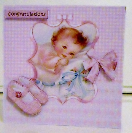 Card Topper & Insert Vintage baby Girl 3 by Pam Stubley