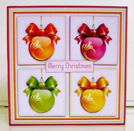 Christmas Balls Card Topper Kit 1523 by Pam Stubley