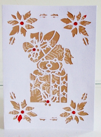 CUTE CHRISTMAS PUPPY IN BOX FRAMED by Pam Stubley