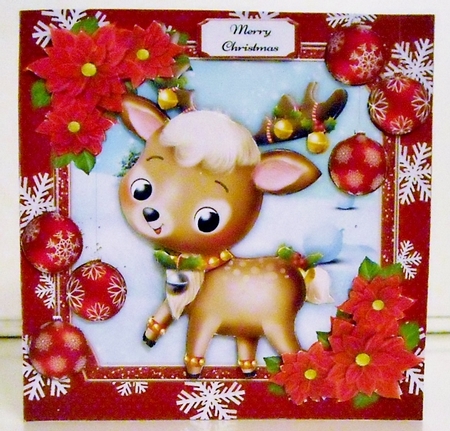 Adorable Reindeer With Baubles 8x8 Mini Kit by Pam Stubley