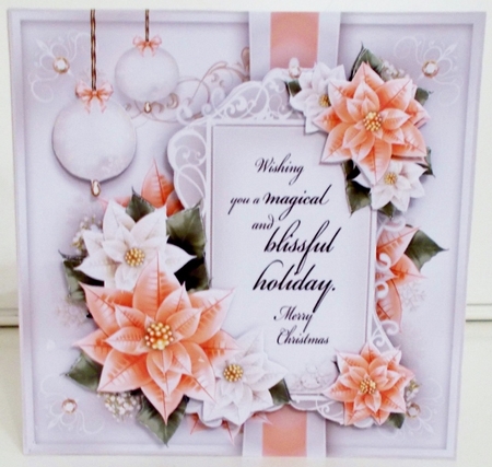 Christmas Peach Poinsettias with Verse Mini Kit by Pam Stubley