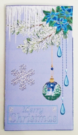 Blue poinsettia & bauble money wallet by Pam Stubley