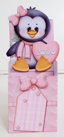 Cute Little Snow Heart Penguin Box Card by Pam Stubley
