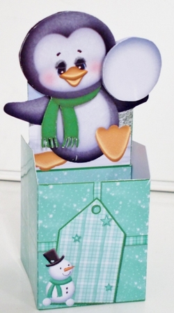 Cute Little Snowball Penguin Box Card by Pam Stubley