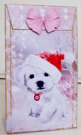 Little White Christmas Puppy in the Snow Pinch Bag by Pam Stubley