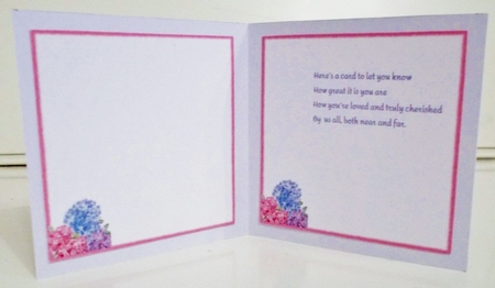 HYDRANGEA INSERTS: 2 Square Inserts, 1 Blank, 1 With Verse by Pam Stubley