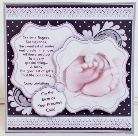 BABY TOES & VERSE Contemporary Black & White 7.5 Decoupage Kit by Pam Stubley