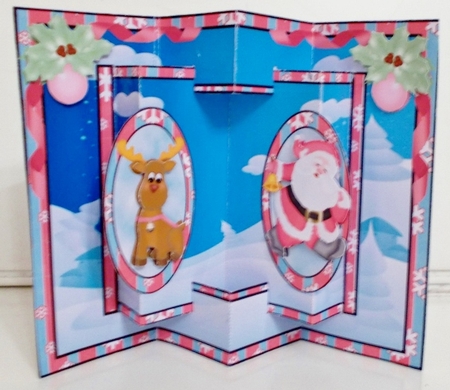 Pink Santa Concertina Card by Pam Stubley