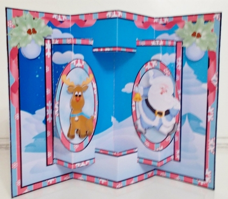 Blue Santa Concertina Card by Pam Stubley