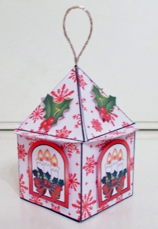 Lantern gift box red snowflakes by Pam Stubley