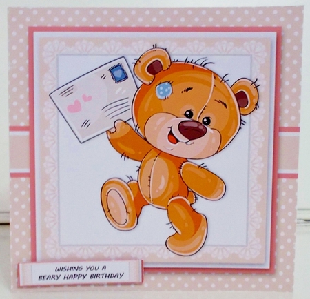Cute Teddy Topper - Birthday/Valentines Day by Pam Stubley