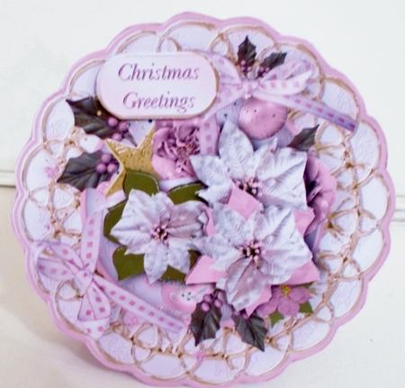 Pink Poinsettias - Medallion Card Mini Kit by Pam Stubley