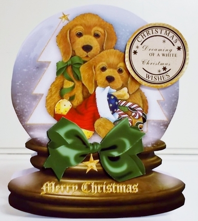 Mini Kit- 3D Snowglobe Scene - Christmas Puppies by Pam Stubley