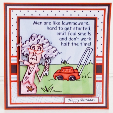 STELLA & LAWNMOWERS  7.5 Humorous Decoupage & Insert Mini Kit by Pam Stubley