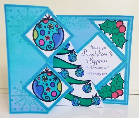 Blue Baubled Christmas Tree by Pam Stubley